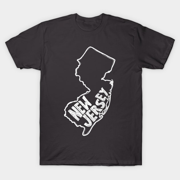 New Jersey (White Graphic) T-Shirt by thefunkysoul